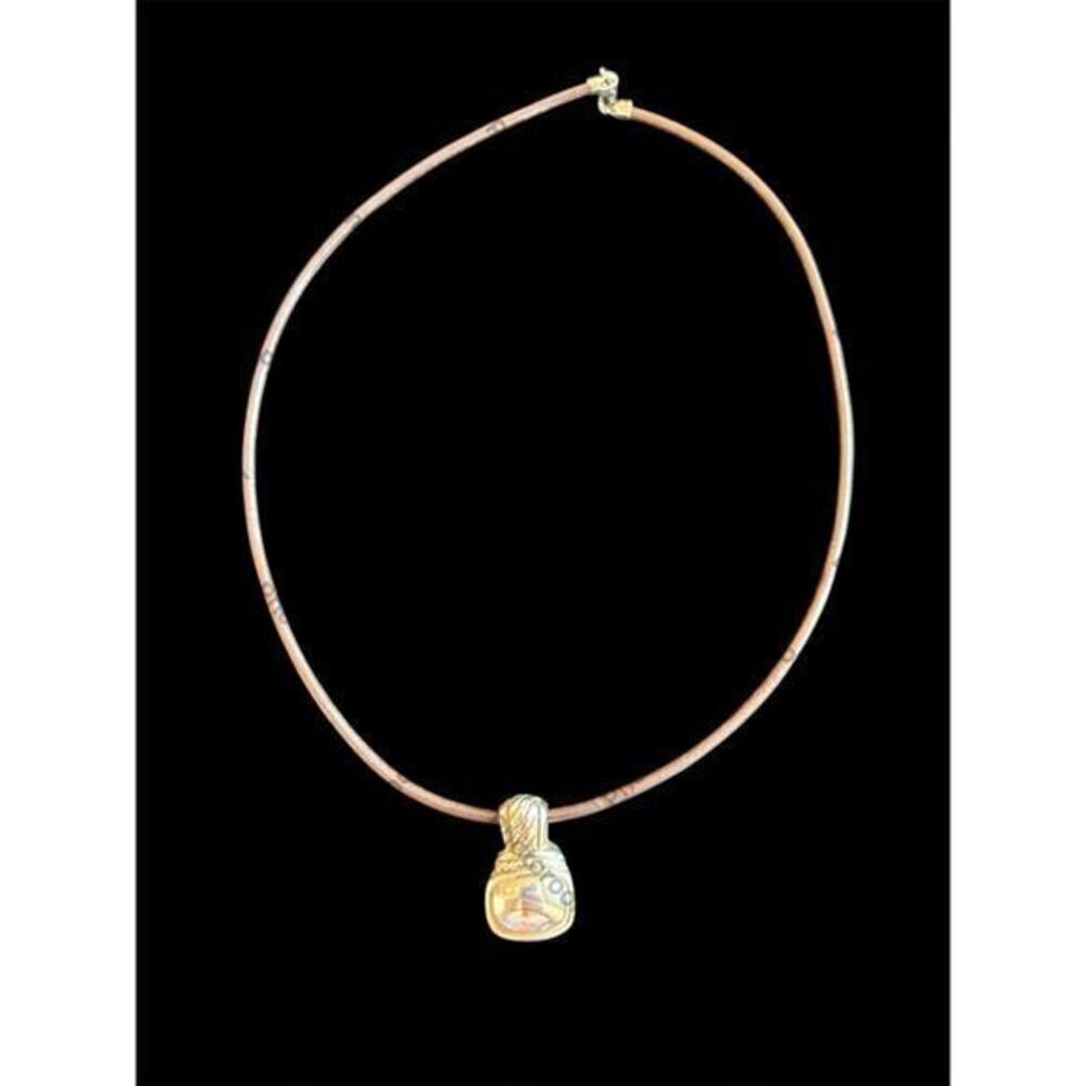 Sterling Silver ATI Mexico Pendant On 16” Leather Cord Necklace 925